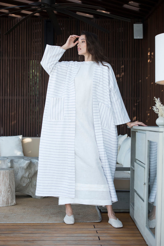 Kina Striped Cotton Coat
